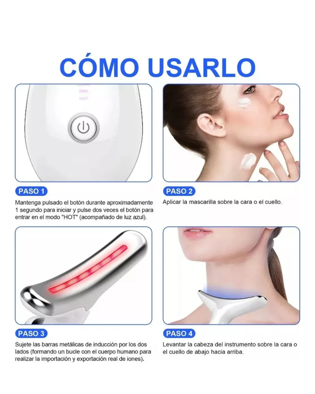 Masajeador Facial Reductor Arrugas y Papada Recargable